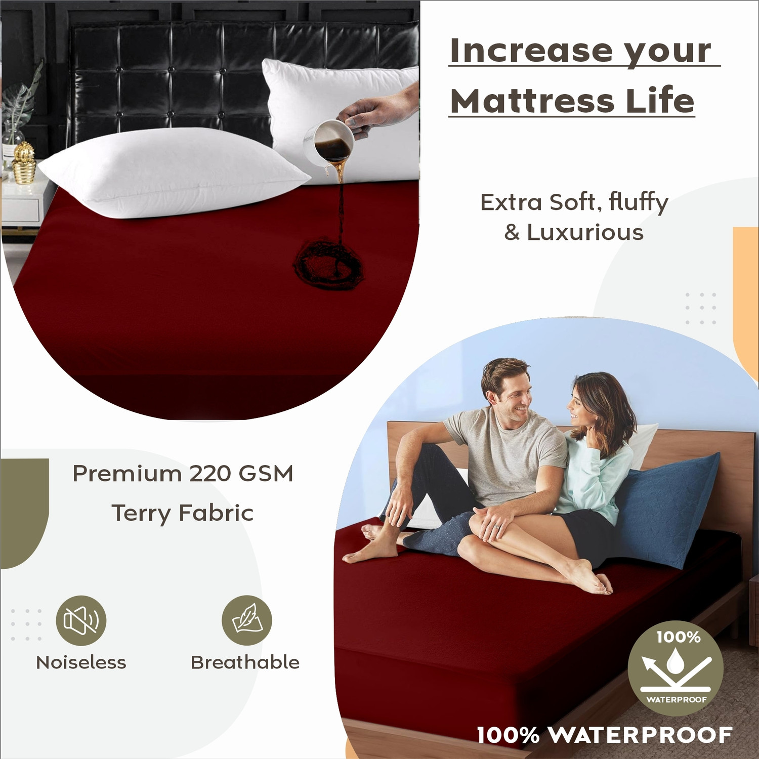 Image of AYKA Single Size Fitted Terry Cotton Waterproof, Breathable, Stretchable Mattress Cover