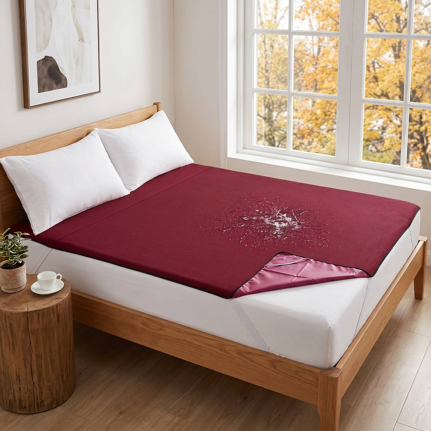 AMMEV Double Size Elastic Strap Polyster Waterproof Mattress Cover