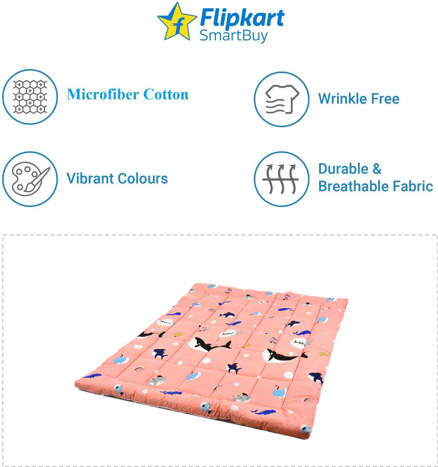 Image of Flipkart SmartBuy 3 inch (7.62 cm) Queen Size Cotton Breathable Mattress Topper