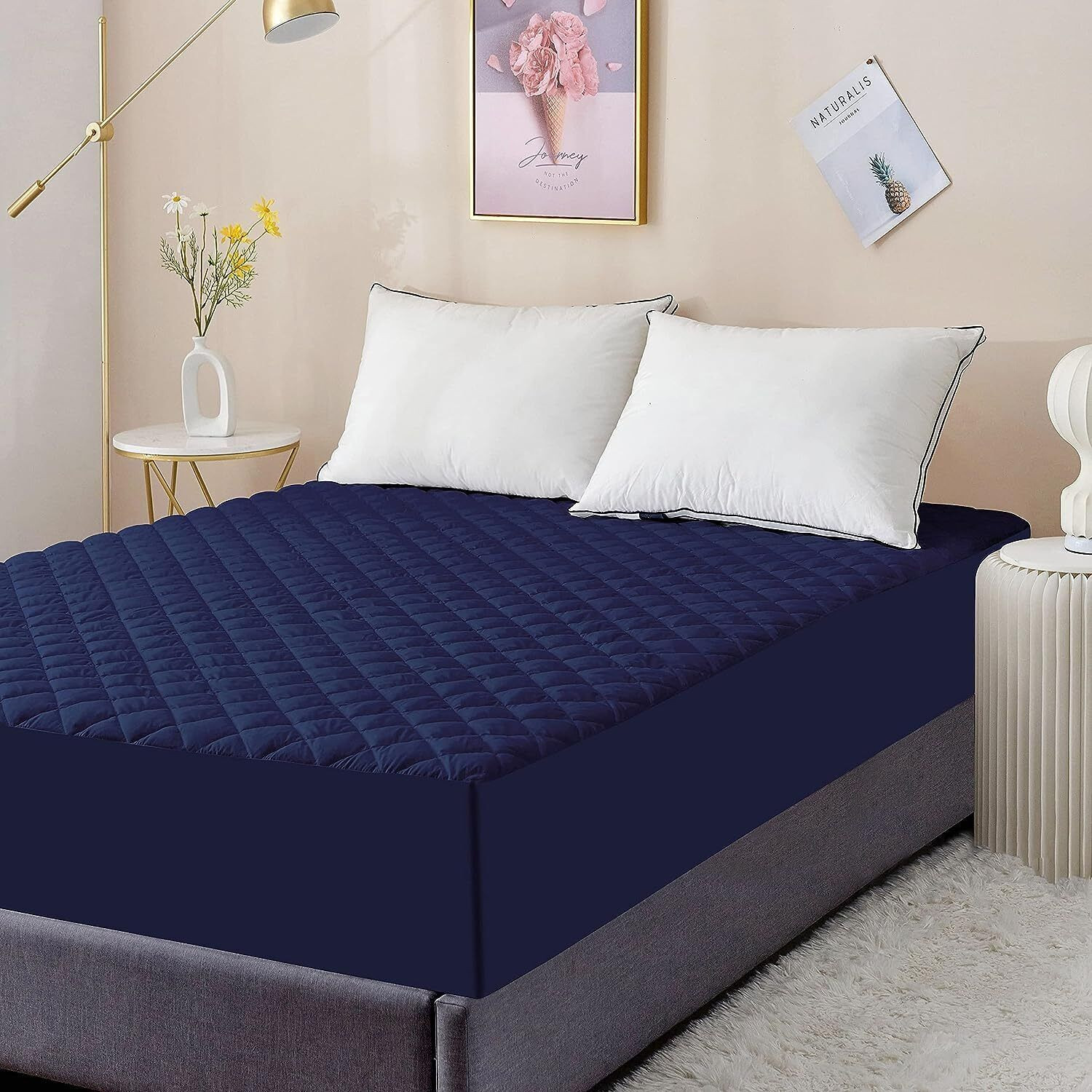 Image of CRAZY WORLD Queen Size Fitted Nylon, Polyster Breathable, Stretchable, Waterproof Mattress Cover
