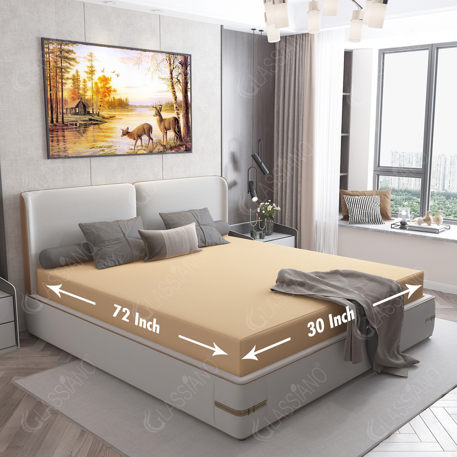 Image of Glassiano Single Size Fitted Terry Cotton Breathable, Stretchable, Waterproof Mattress Cover