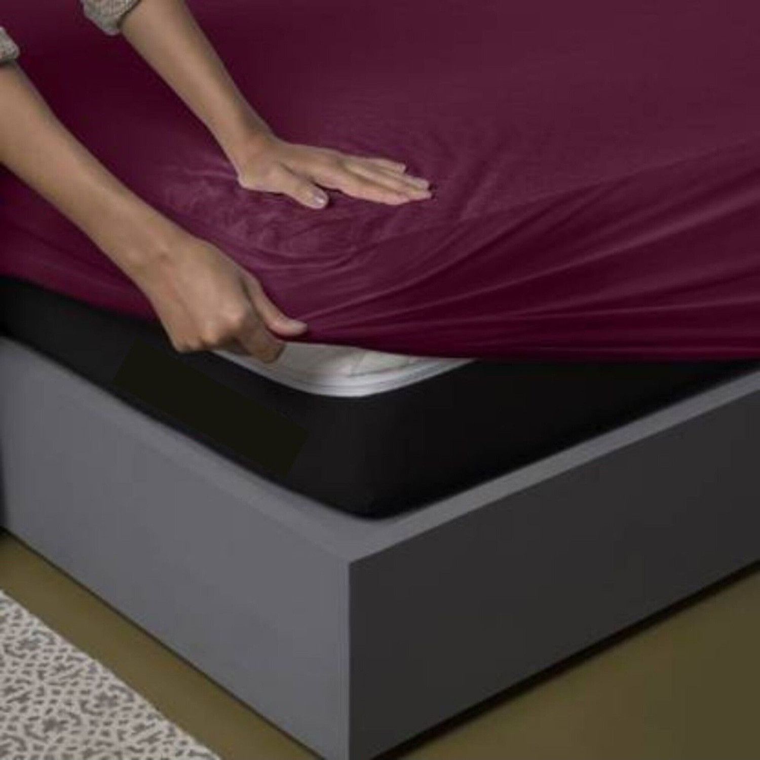 Image of EVERDECOR Double Size Fitted Terry Cotton Breathable, Stretchable, Waterproof Mattress Cover