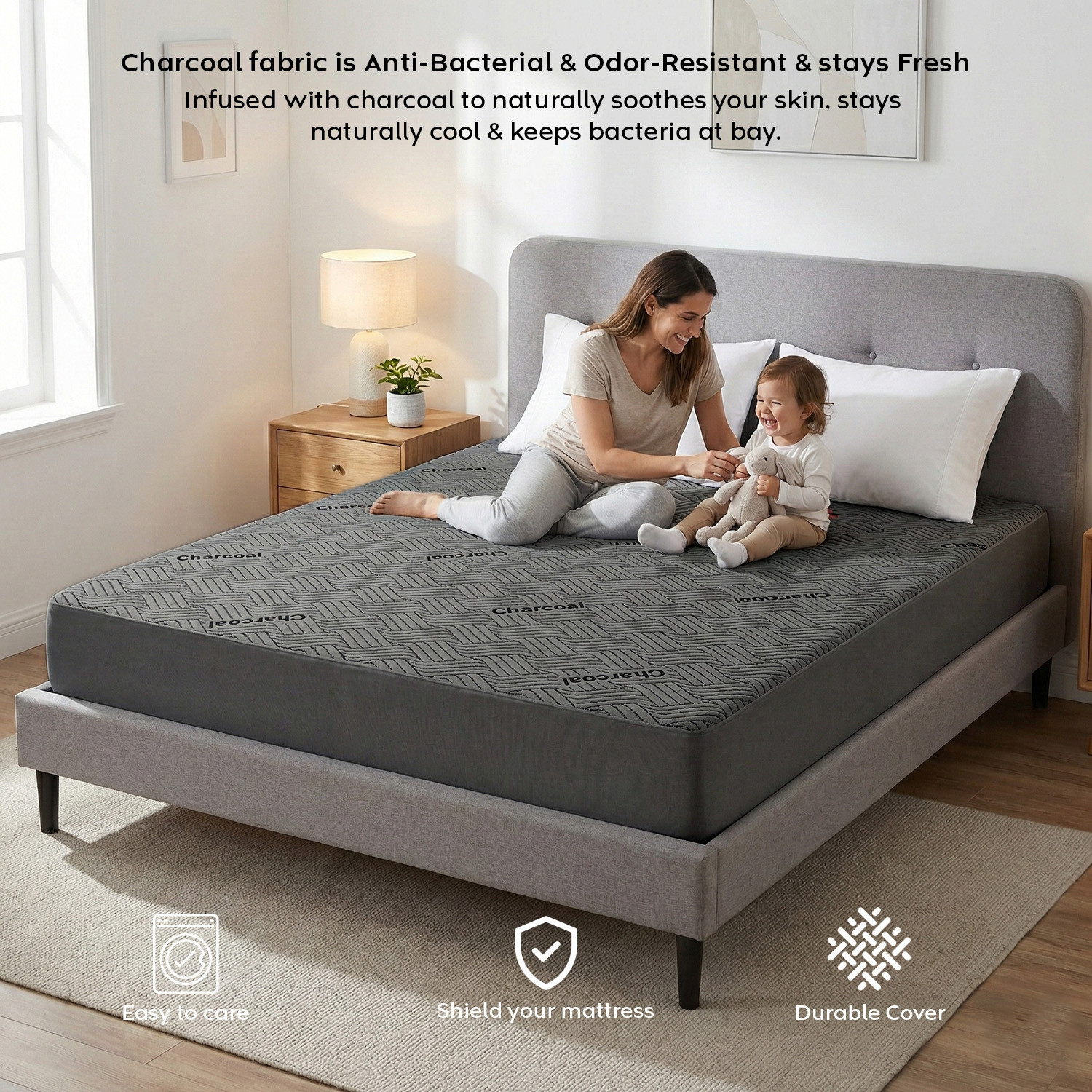 Image of AYKA Double Size Fitted Organic Cotton Waterproof, Breathable, Stretchable Mattress Cover