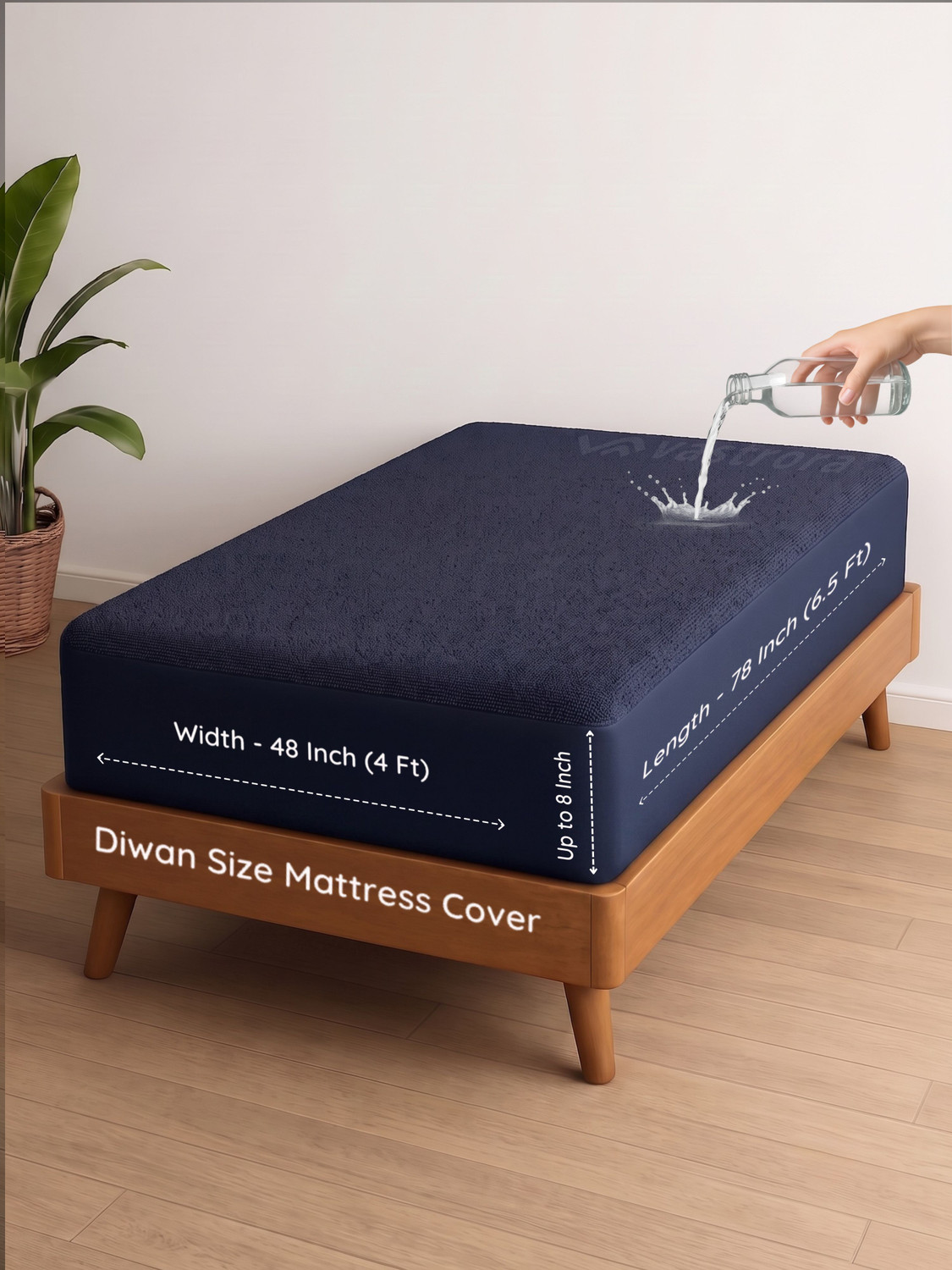 Image of Vastrora Single Size Fitted Terry Cotton Breathable, Stretchable, Waterproof Mattress Cover