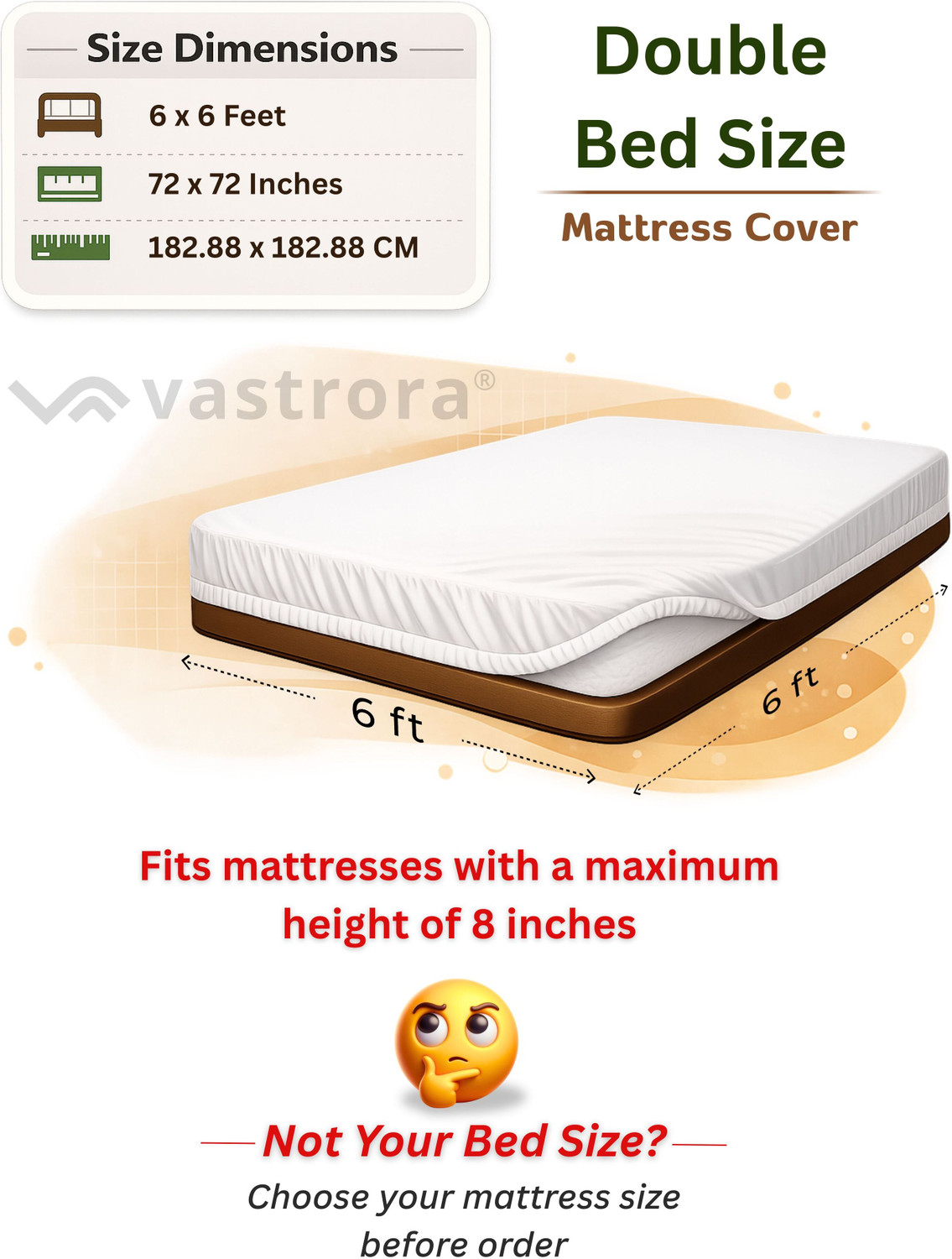 Image of Vastrora Double Size Fitted Terry Cotton Waterproof, Breathable, Stretchable Mattress Cover