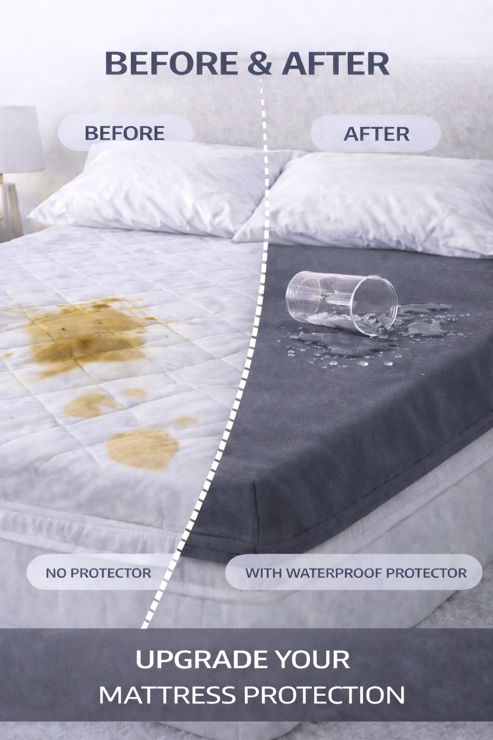 Image of LABHAM King Size Fitted Cotton Breathable, Waterproof, Stretchable Mattress Cover