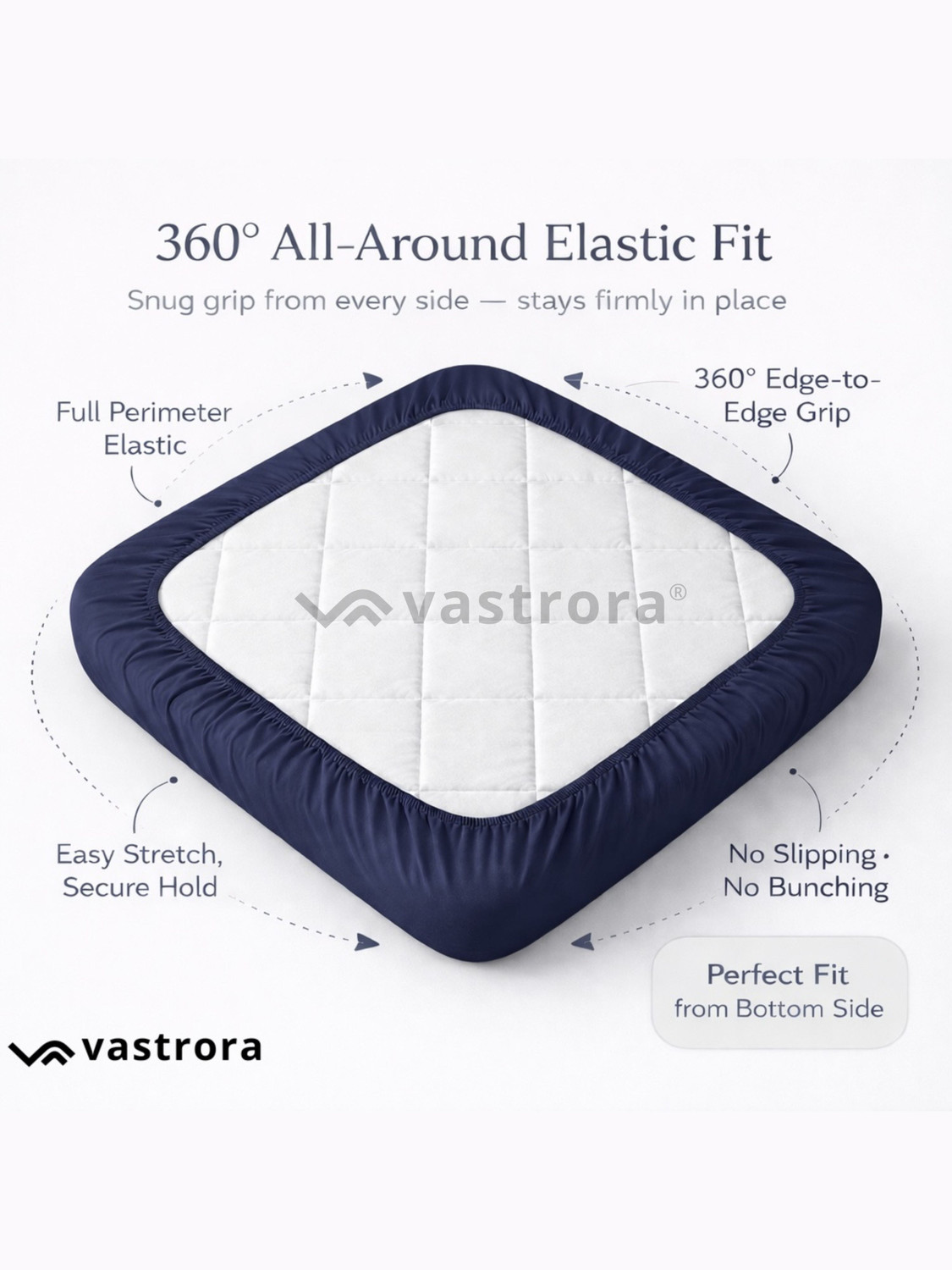 Image of Vastrora Single Size Fitted Terry Cotton Breathable, Stretchable, Waterproof Mattress Cover