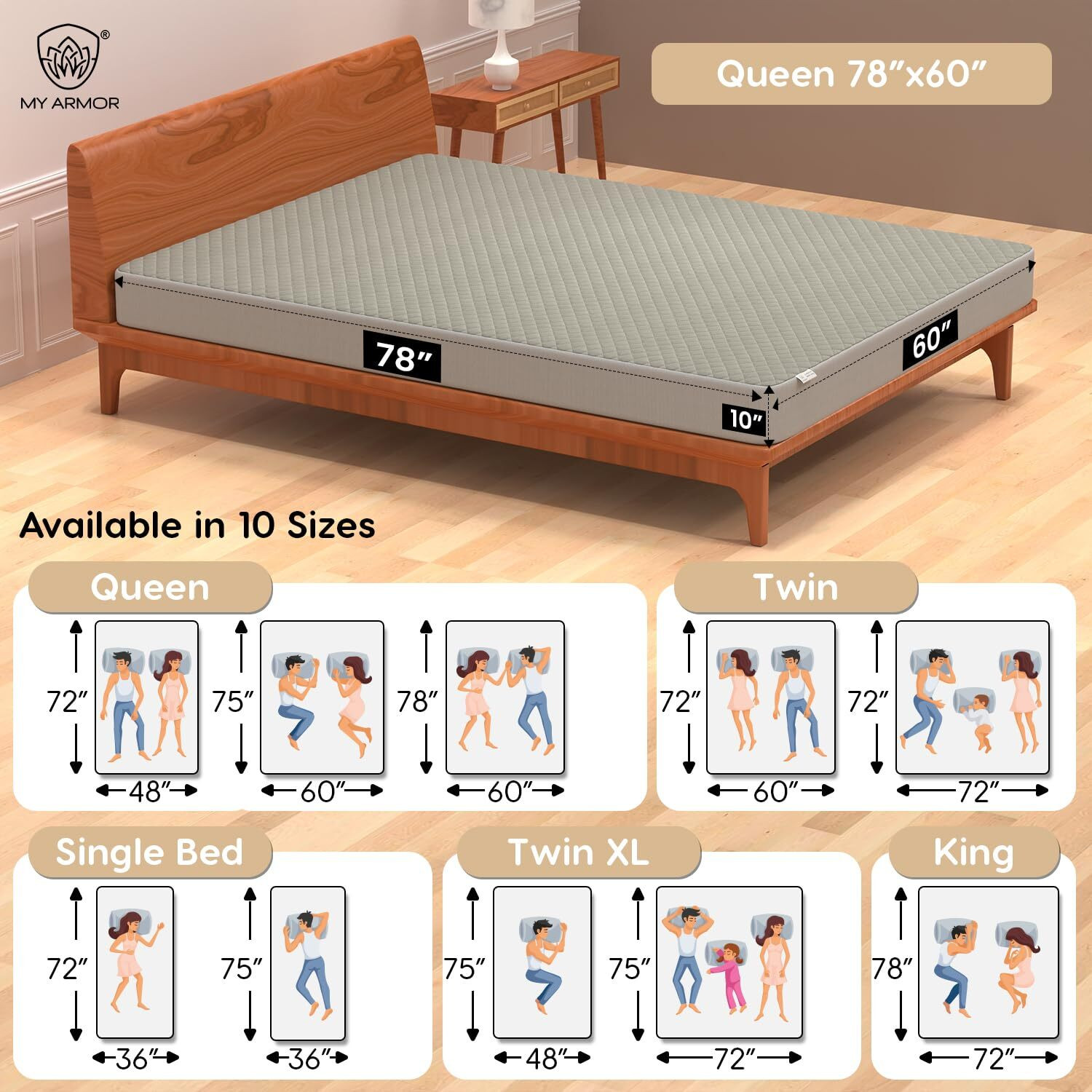 Image of MY ARMOR Queen Size Fitted Cotton Waterproof, Breathable, Stretchable Mattress Cover