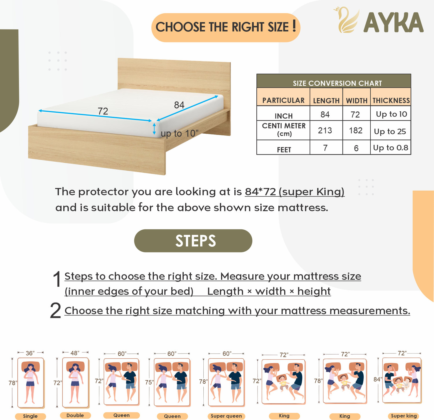 Image of AYKA Double Size Fitted Jacquard Waterproof, Breathable, Stretchable Mattress Cover