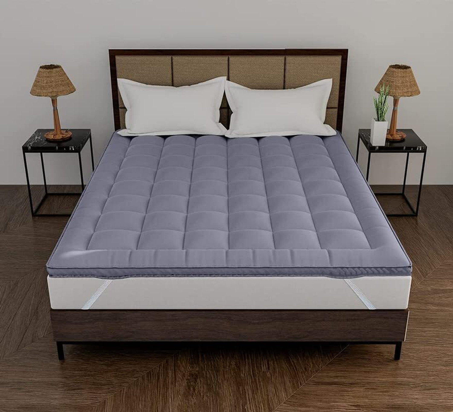 Image of Manavlivings 2 inch (5.08 cm) King Size Microfibre Breathable Mattress Topper