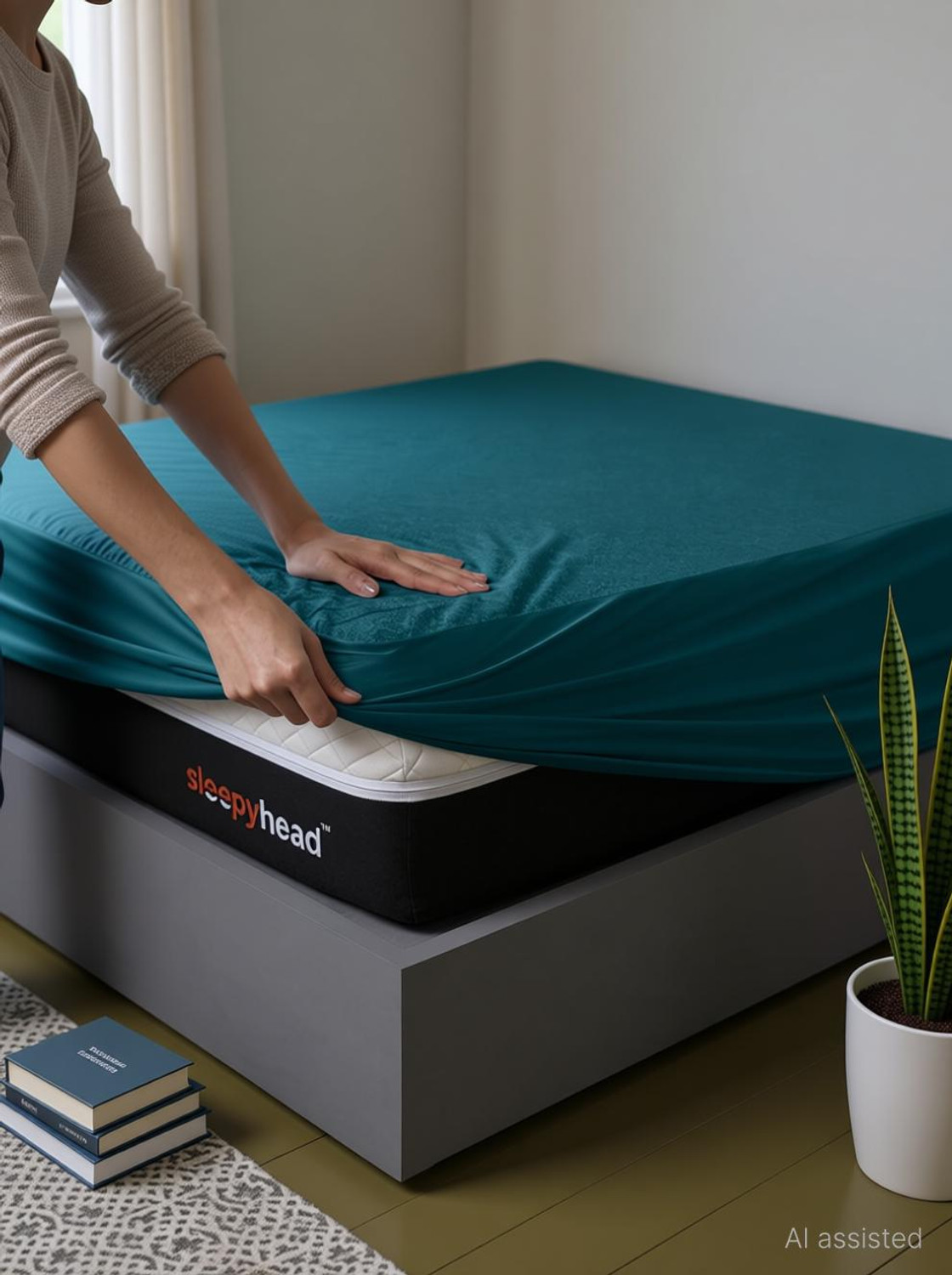 Sleepyhead Queen Size Fitted Blend Breathable, Stretchable, Waterproof Mattress Cover