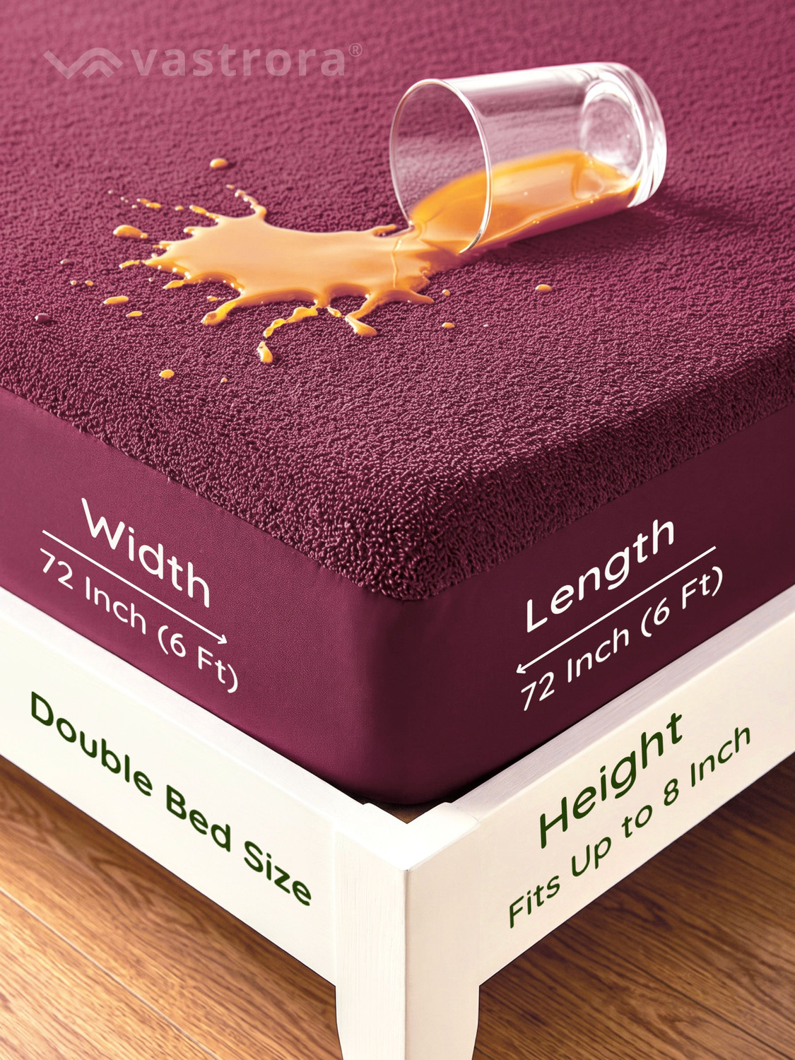 Image of Vastrora Double Size Fitted Terry Cotton Waterproof, Breathable, Stretchable Mattress Cover