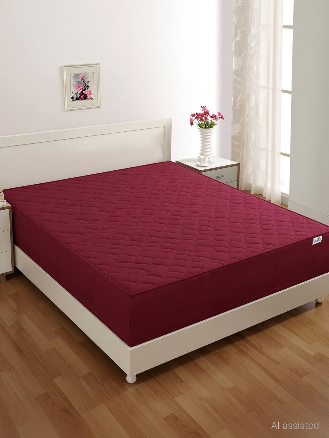 SPRINGTEK King Size Fitted Terry Cotton Breathable, Stretchable, Waterproof Mattress Cover