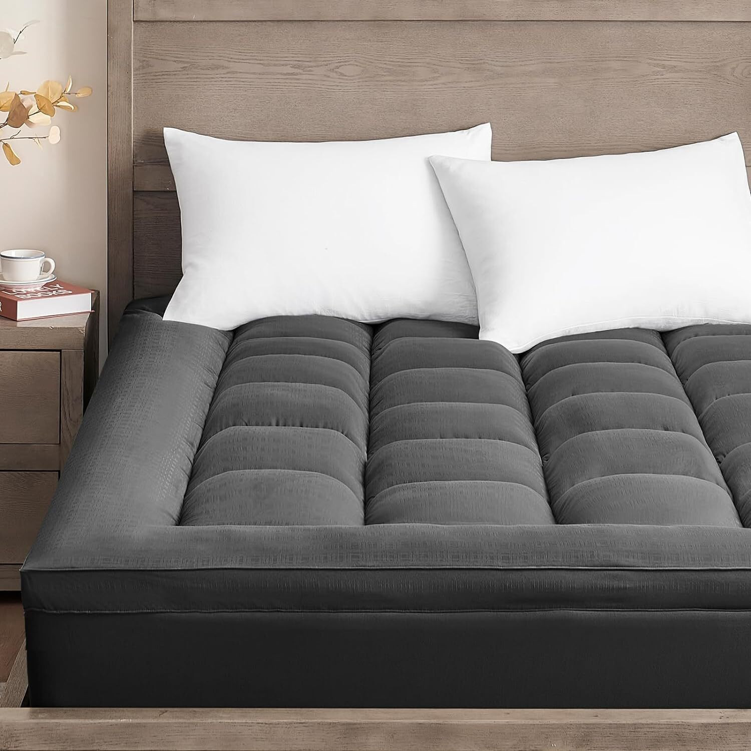 Image of Shree Shyam 2 inch (5.08 cm) King Size Microfibre Breathable Mattress Topper (198.12 cm x 182.88 cm, Grey)