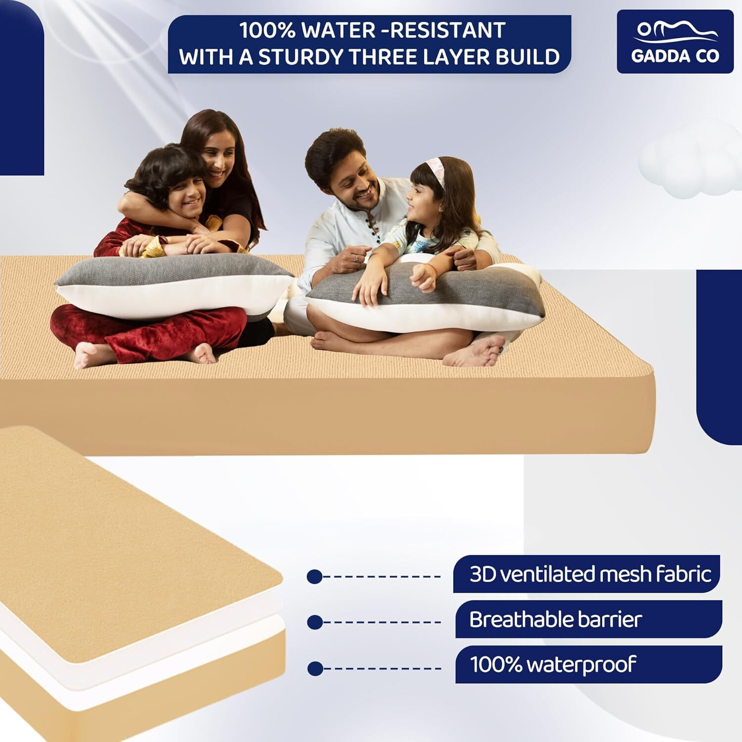 Image of GADDA CO Single Size Fitted Terry Cotton Waterproof, Breathable, Stretchable Mattress Cover