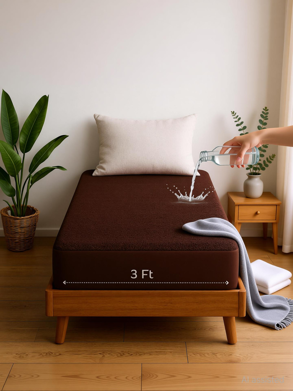 Image of Vastrora Single Size Fitted Terry Cotton Breathable, Stretchable, Waterproof Mattress Cover