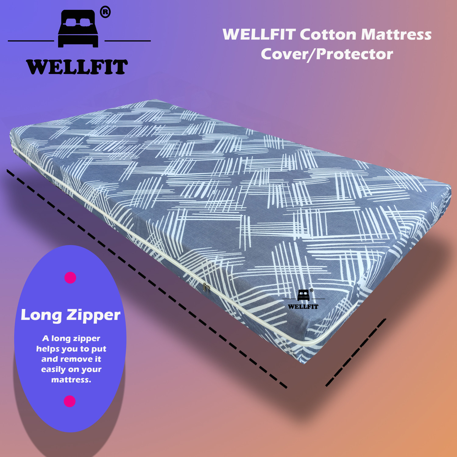 Image of wellfit Queen Size Zippered Cotton Breathable Mattress Cover