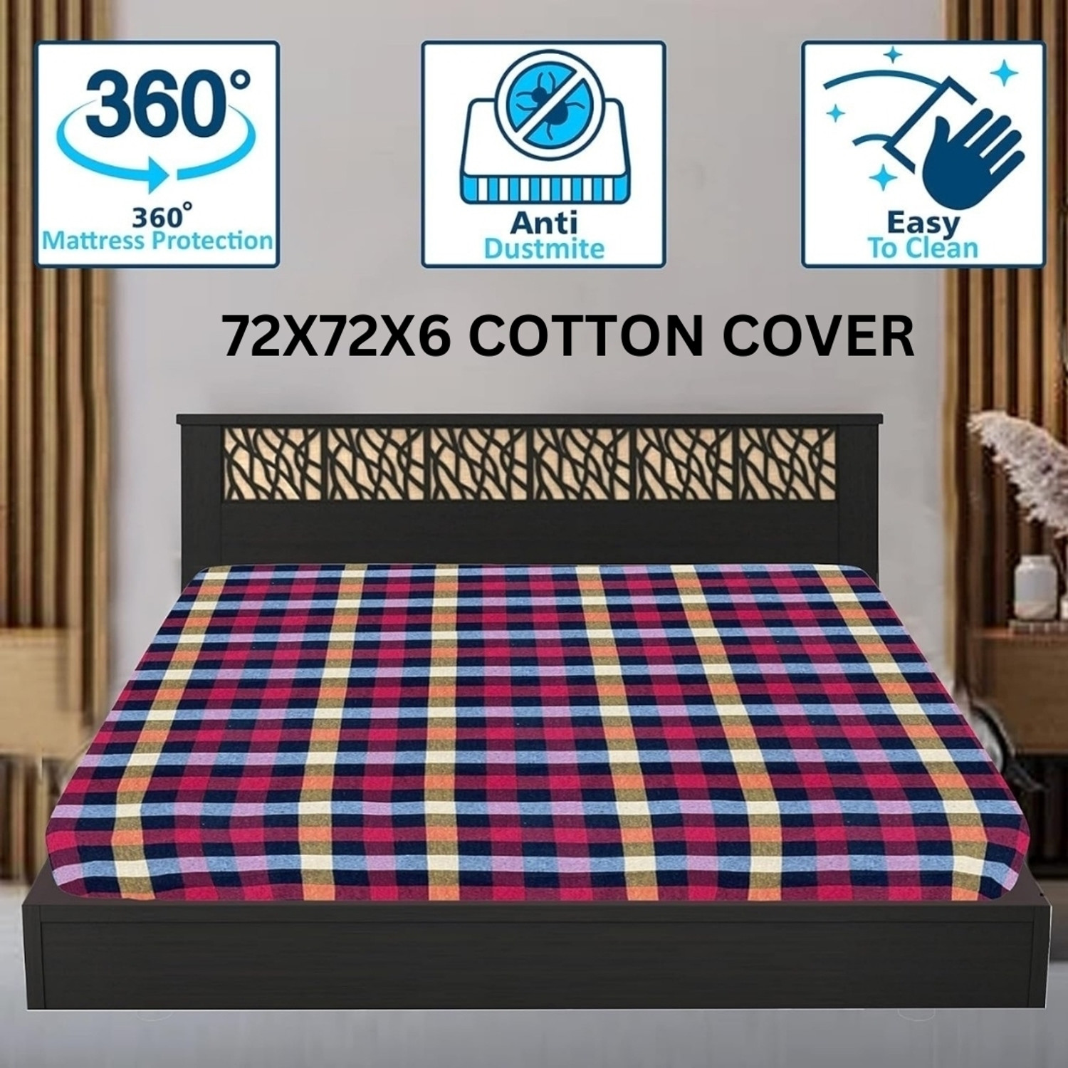 Image of JIYANSH MATTERS King Size Zippered Polyster Breathable, Stretchable Mattress Cover