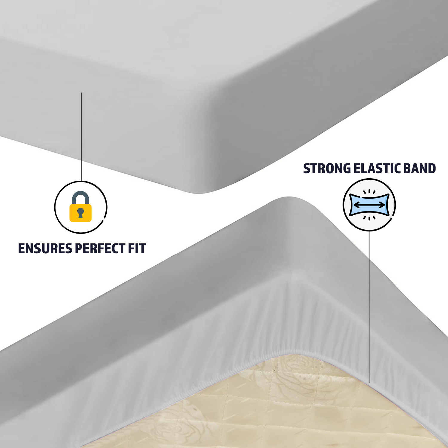 Image of BeyBee King Size Fitted Polyster Waterproof, Stretchable, Breathable Mattress Cover