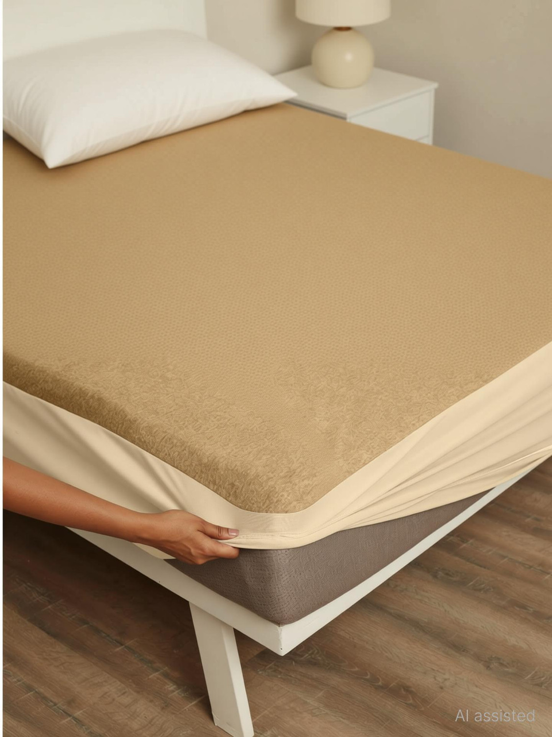 Image of Wakefit Queen Size Elastic Strap Polyster Waterproof, Stretchable, Breathable Mattress Cover