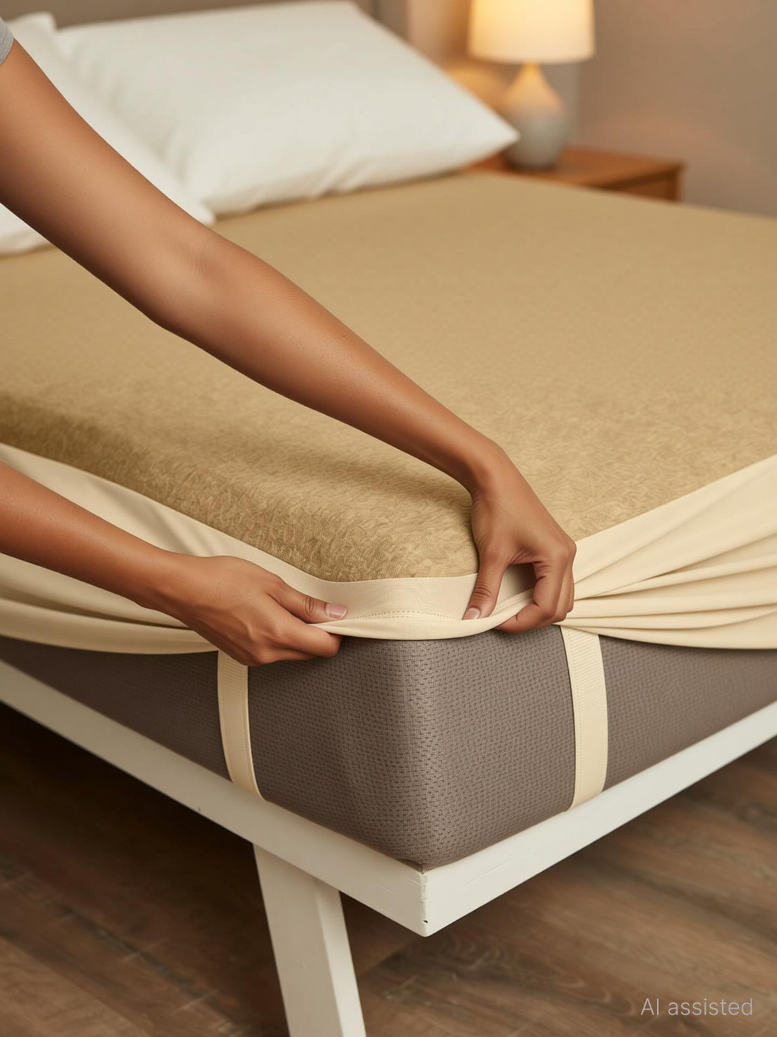Image of Wakefit Queen Size Elastic Strap Polyster Waterproof, Stretchable, Breathable Mattress Cover