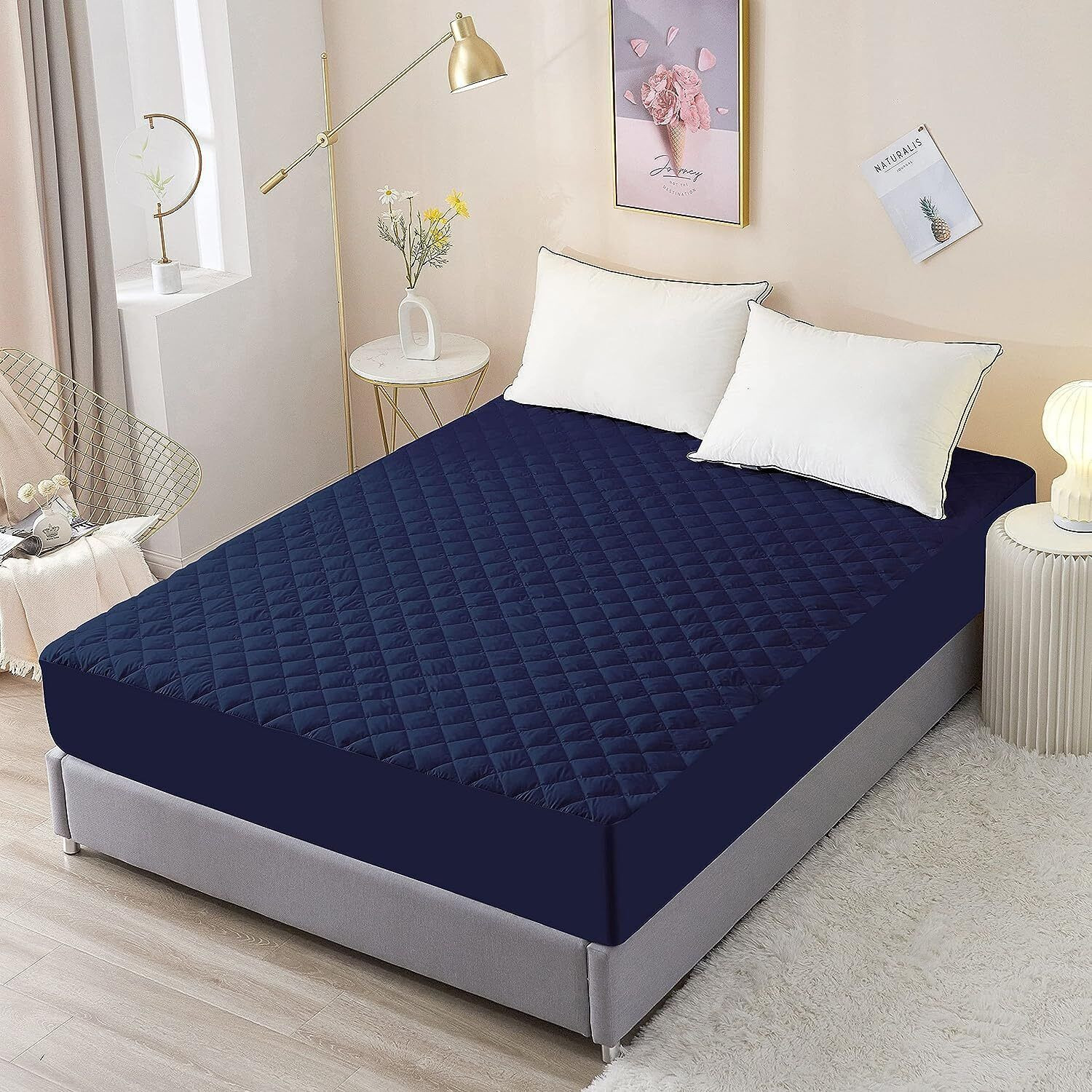 Image of CRAZY WORLD Queen Size Fitted Nylon, Polyster Breathable, Stretchable, Waterproof Mattress Cover