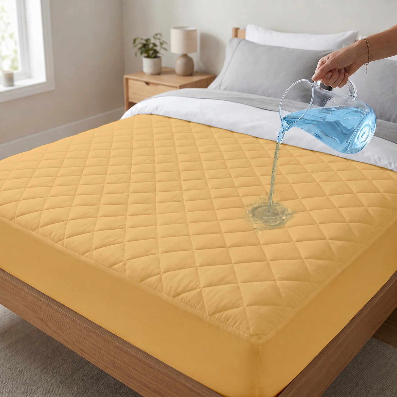 Image of compal Double Size Fitted Polycotton Breathable, Waterproof, Stretchable Mattress Cover