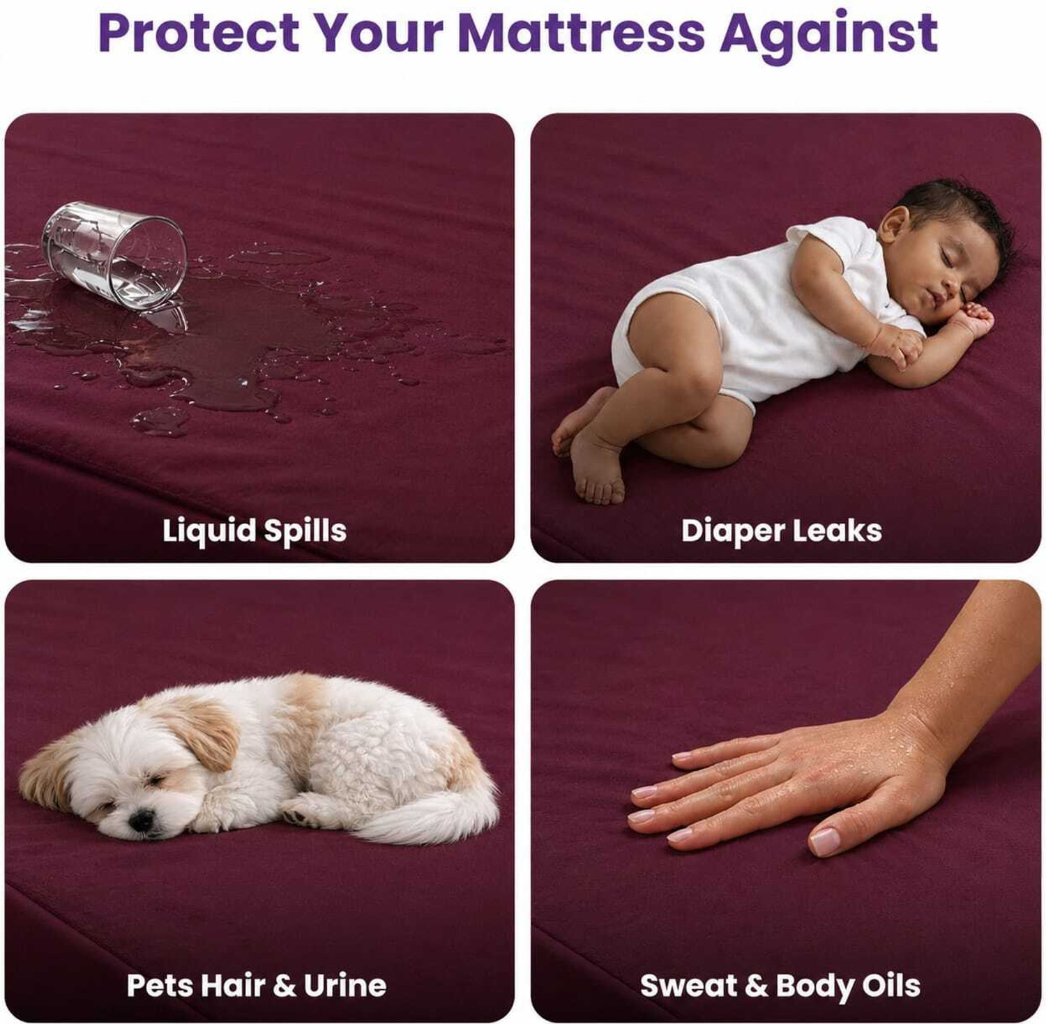 Image of BHARAT GRIHA Double, Queen, King Size Fitted Cotton Waterproof, Stretchable, Breathable Mattress Cover