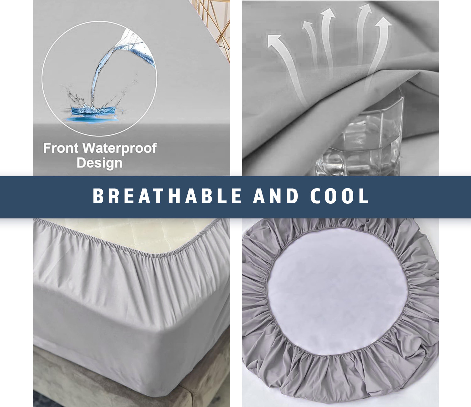 Image of BeyBee King Size Fitted Polyster Waterproof, Stretchable, Breathable Mattress Cover