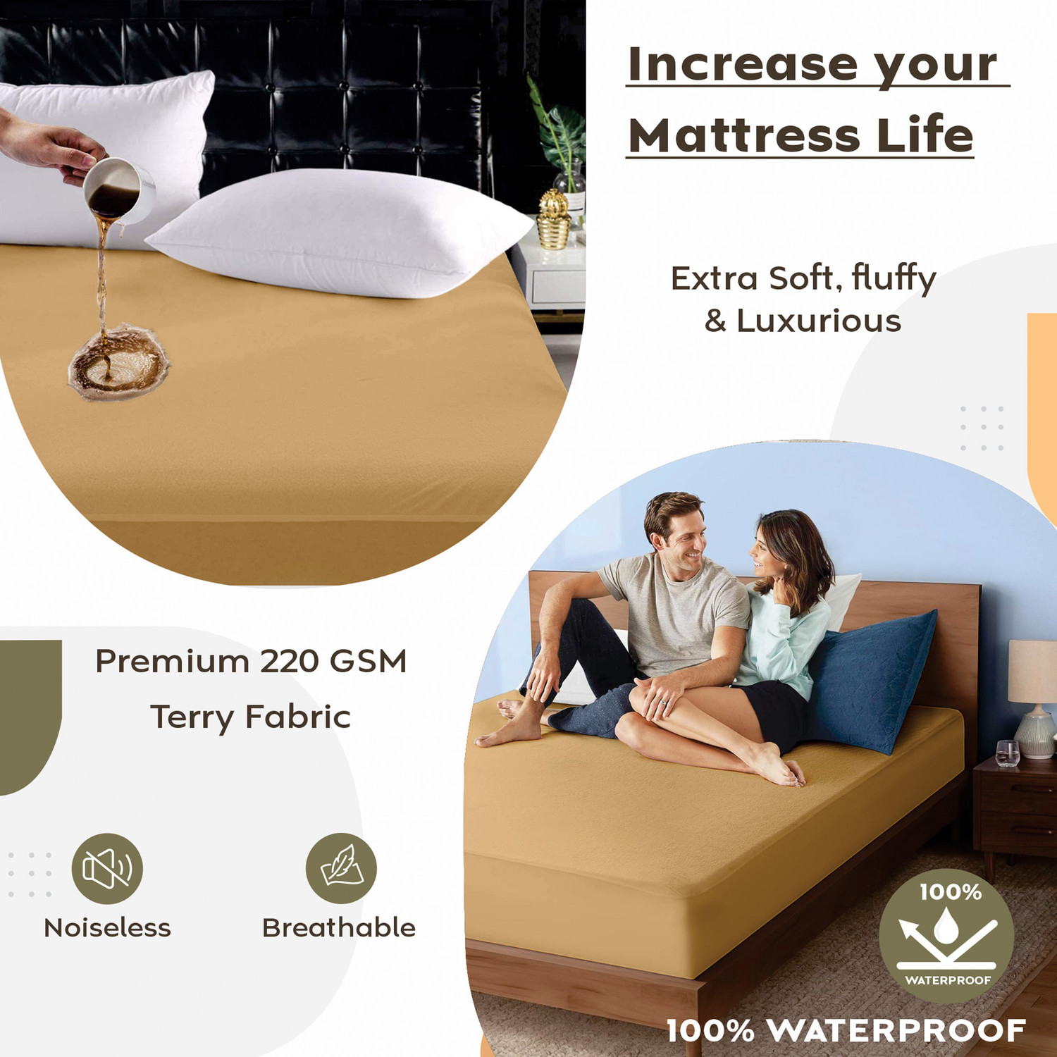Image of AYKA Single Size Fitted Terry Cotton Waterproof, Breathable, Stretchable Mattress Cover
