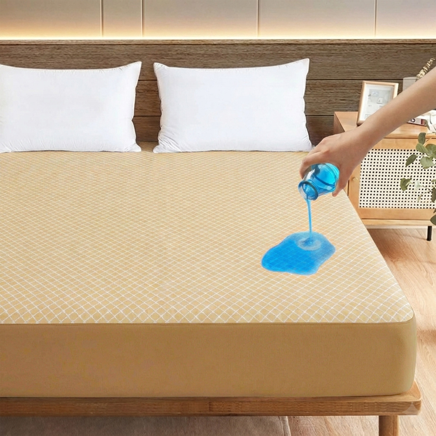 Image of AYKA Double Size Fitted Jacquard Waterproof, Breathable, Stretchable Mattress Cover