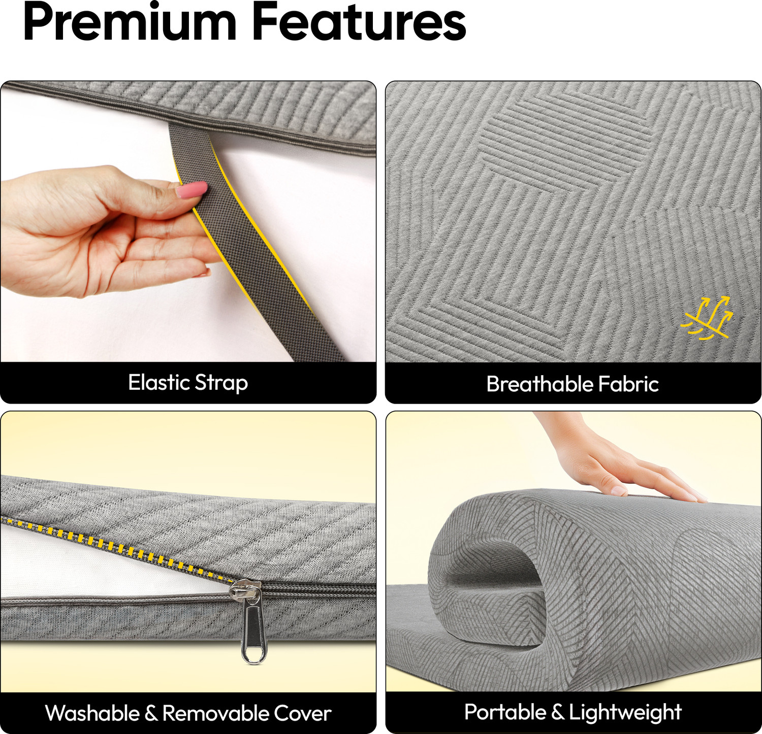 Image of Frido 2 inch (5.08 cm) King Size Foam Breathable Mattress Topper
