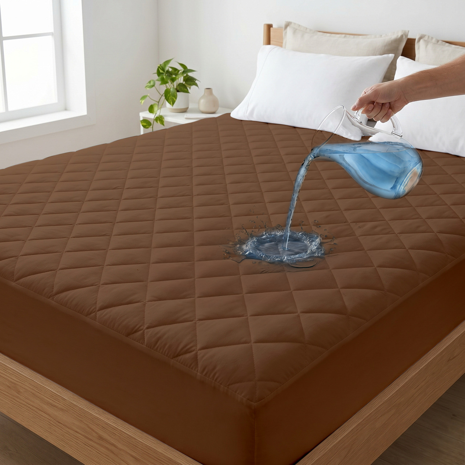 Image of compal Single Size Fitted Polycotton Waterproof, Breathable, Stretchable Mattress Cover