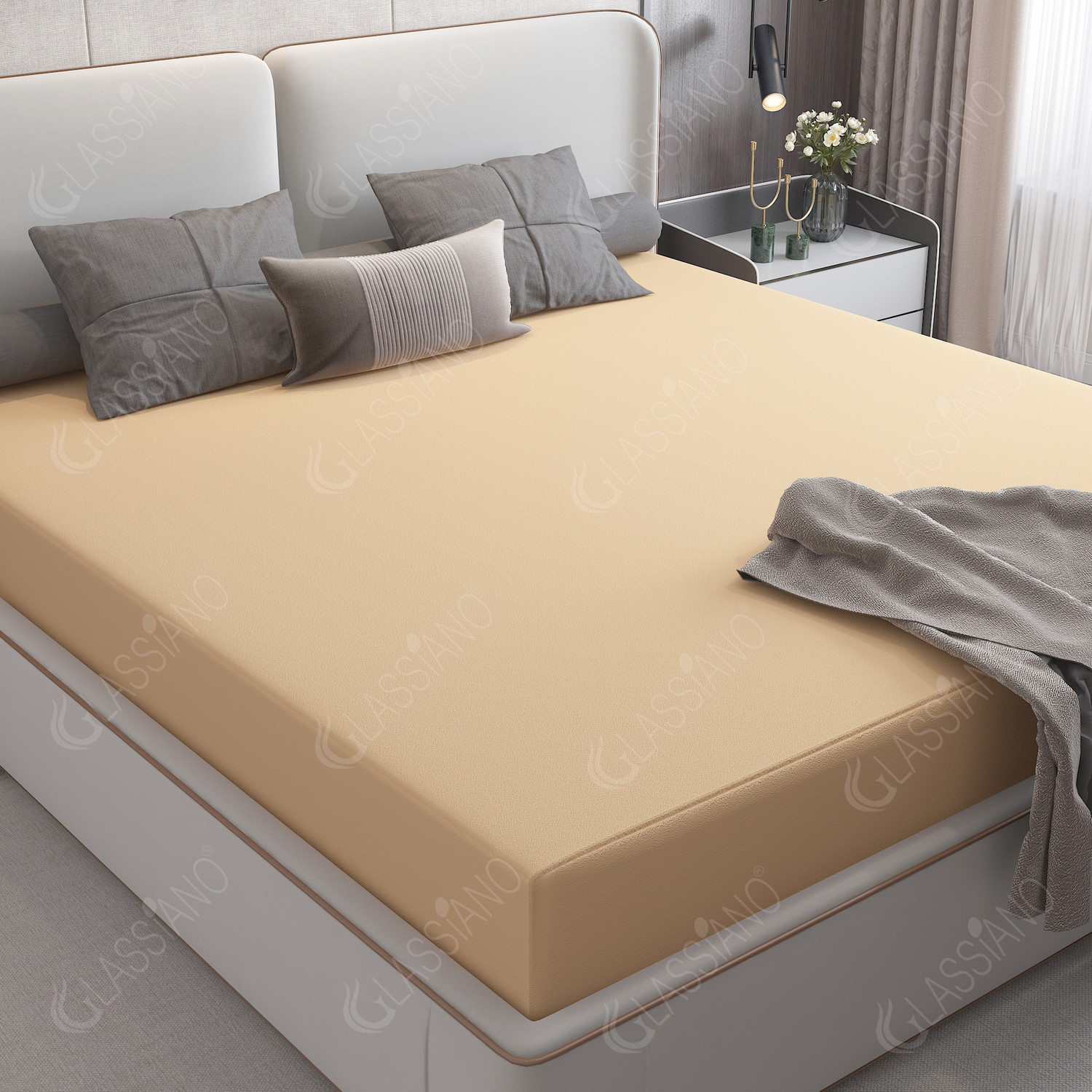 Image of Glassiano Single Size Fitted Terry Cotton Breathable, Stretchable, Waterproof Mattress Cover