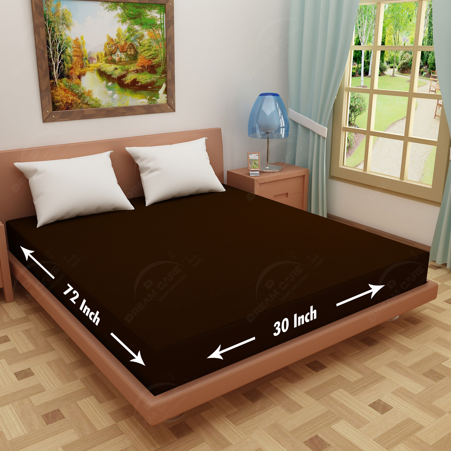 Image of Dream Care Single Size Fitted Terry Cotton Breathable, Stretchable, Waterproof Mattress Cover (72 inch x 30 inch, Brown)