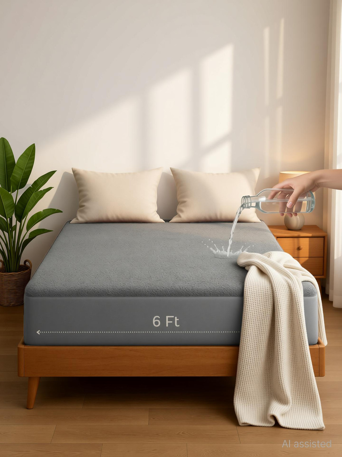 Image of Vastrora Double Size Fitted Terry Cotton Breathable, Stretchable, Waterproof Mattress Cover