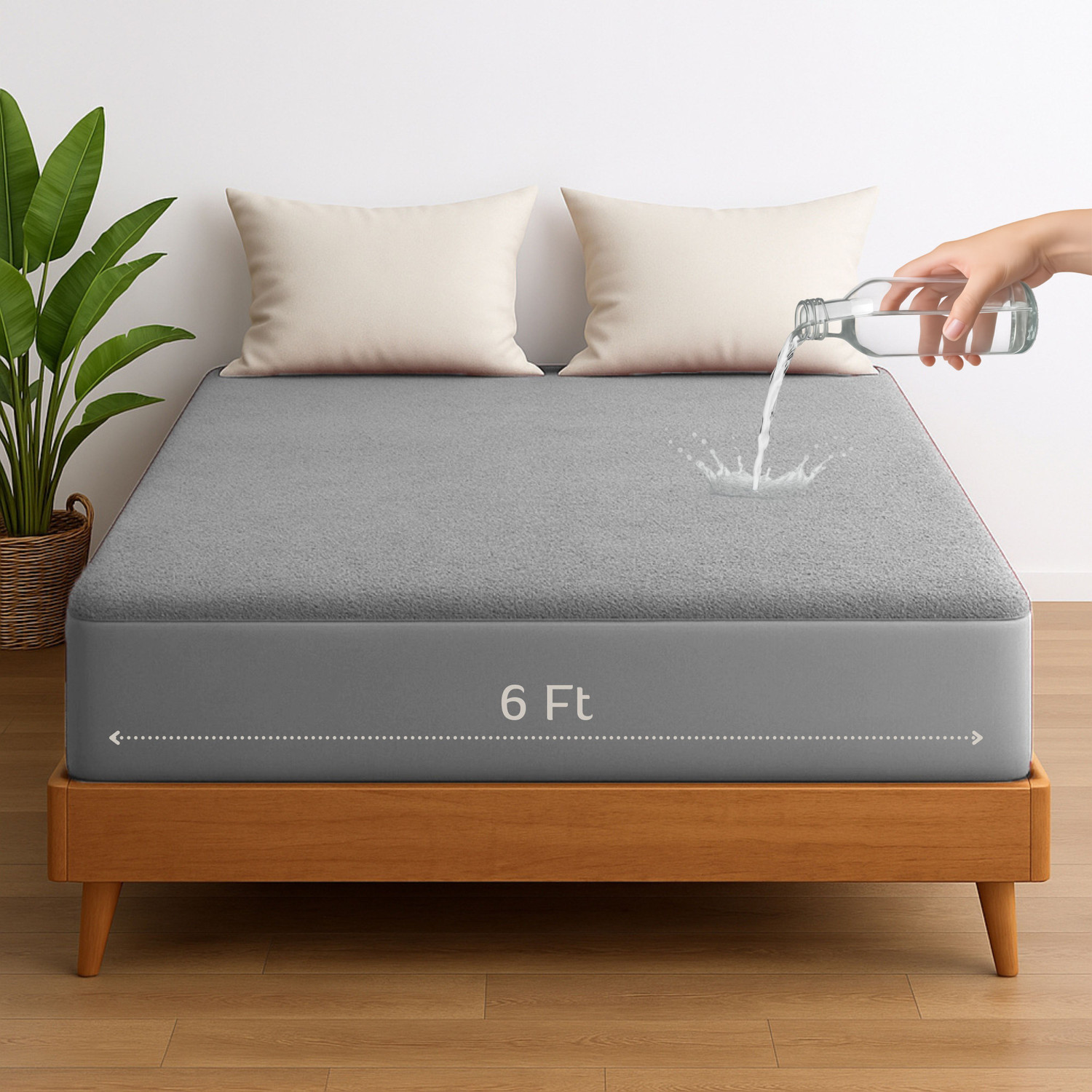 Image of Vastrora Double Size Fitted Terry Cotton Breathable, Stretchable, Waterproof Mattress Cover