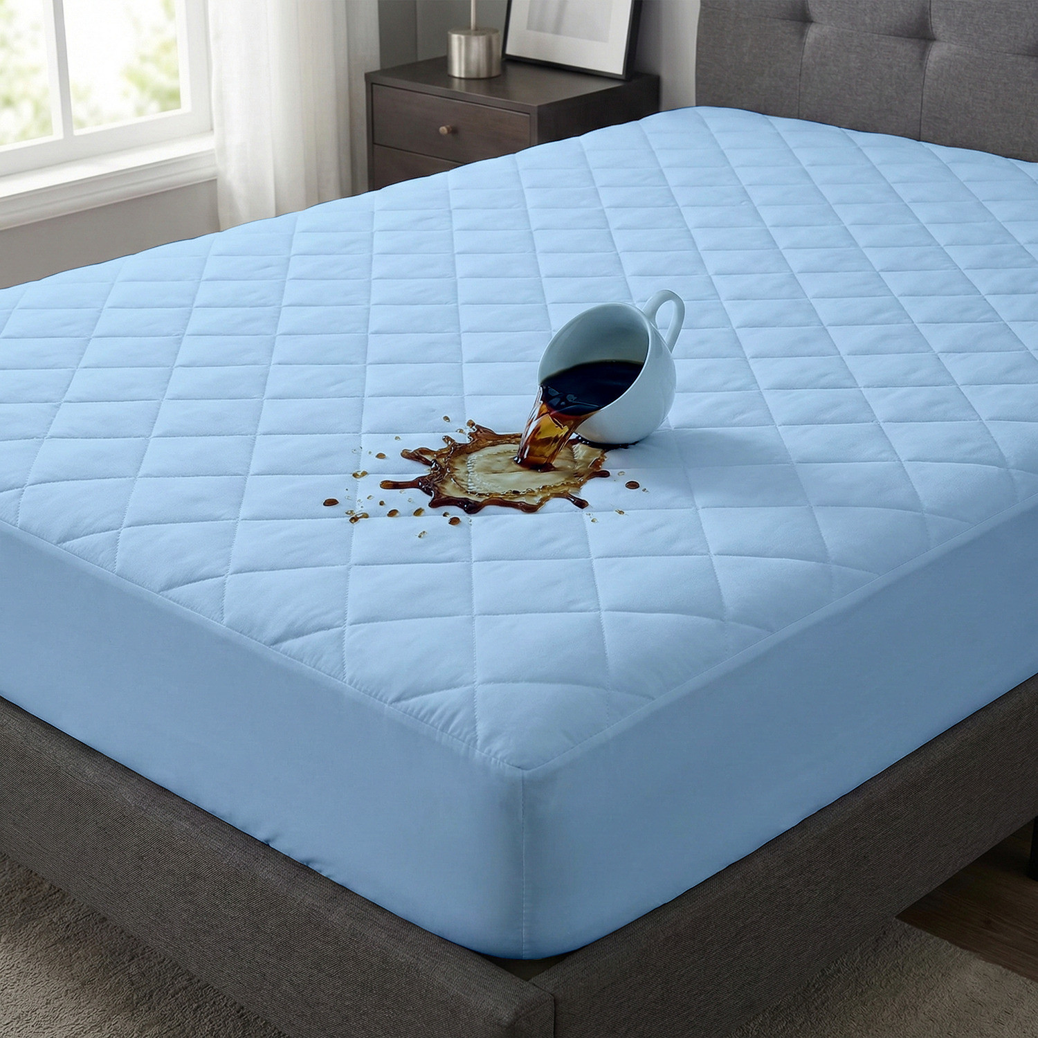 Image of compal Single Size Fitted Polycotton Waterproof, Breathable, Stretchable Mattress Cover