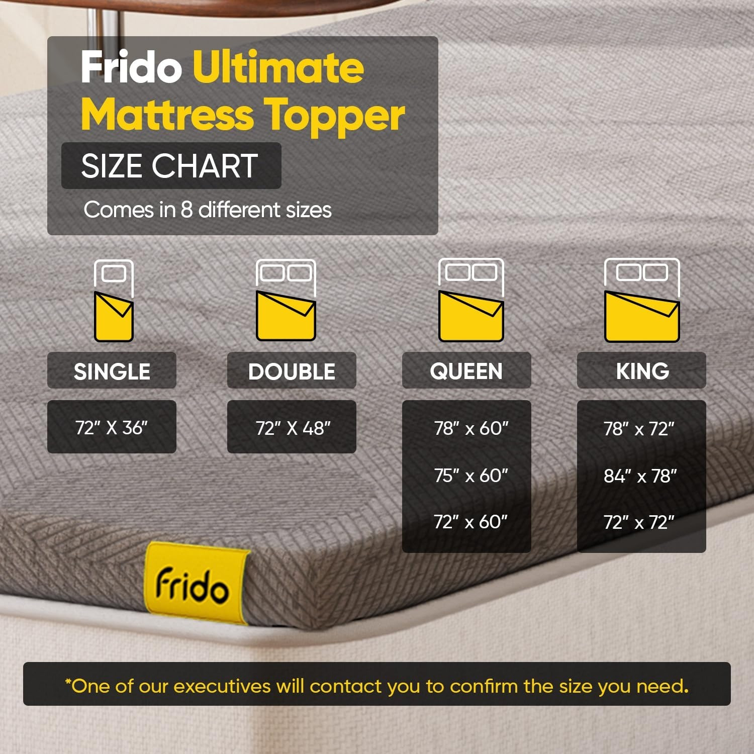 Image of Frido 2 inch (5.08 cm) King Size Foam Breathable Mattress Topper
