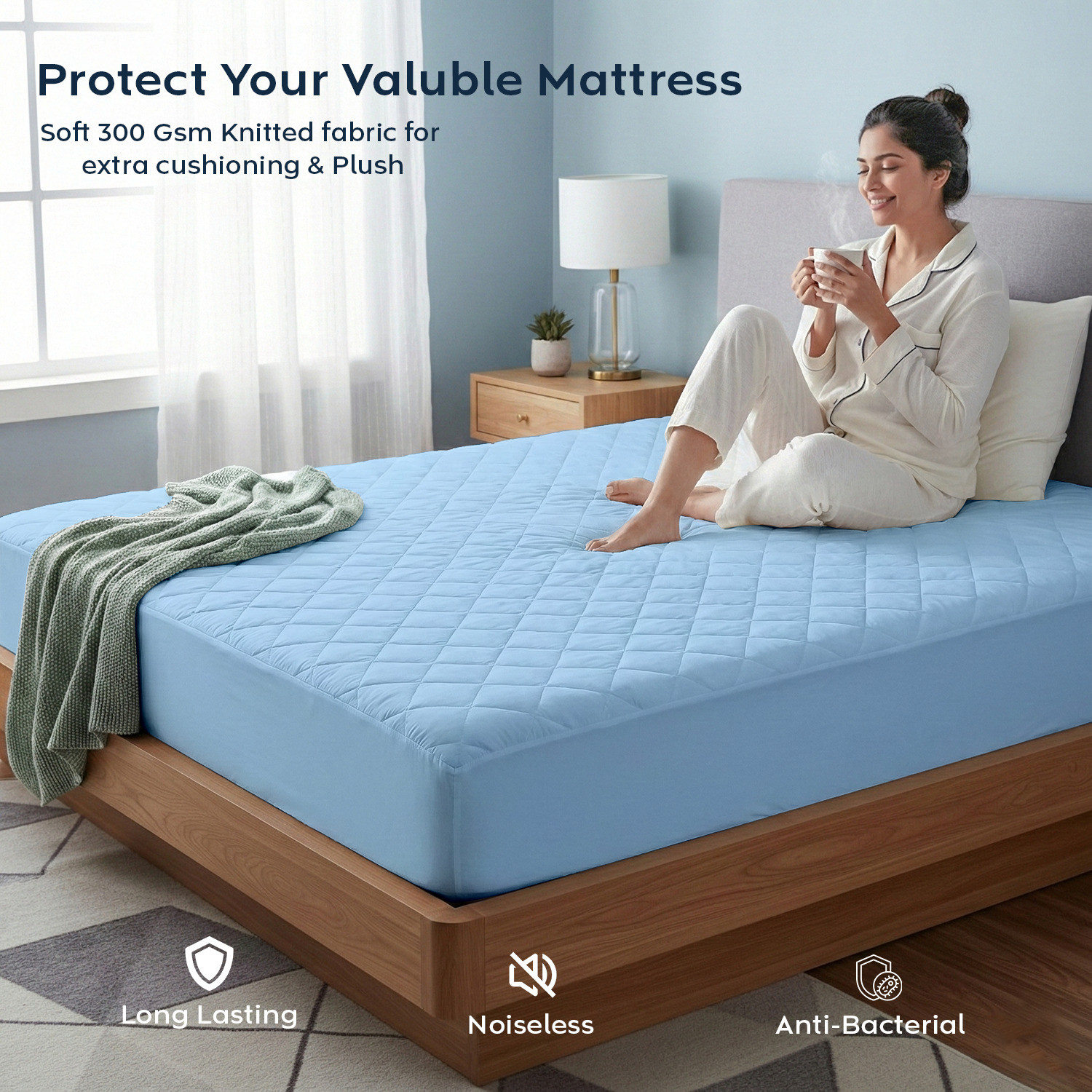 Image of compal Single Size Fitted Polycotton Waterproof, Breathable, Stretchable Mattress Cover