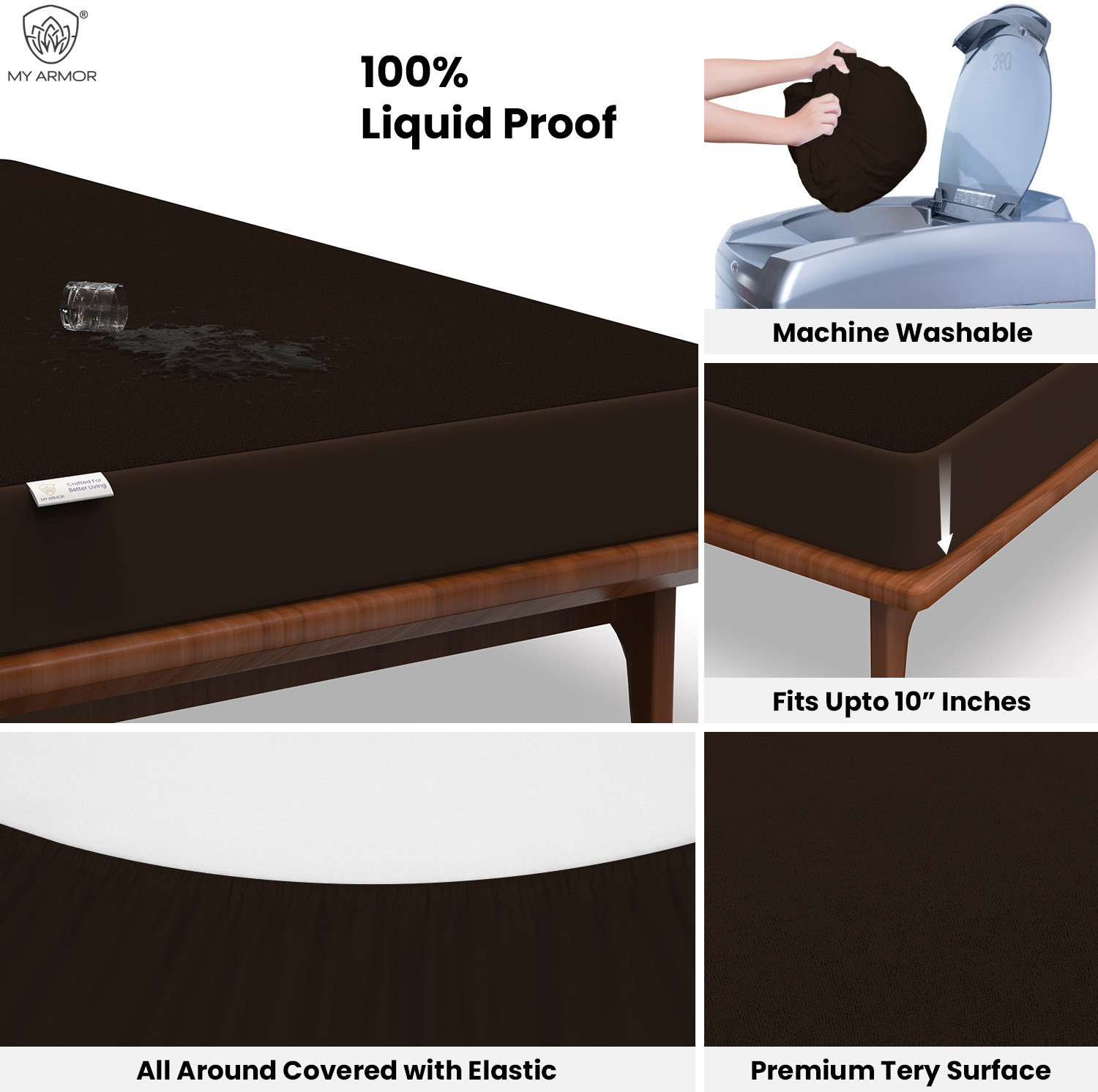 Image of MY ARMOR King Size Fitted Terry Cotton Breathable, Stretchable, Waterproof Mattress Cover