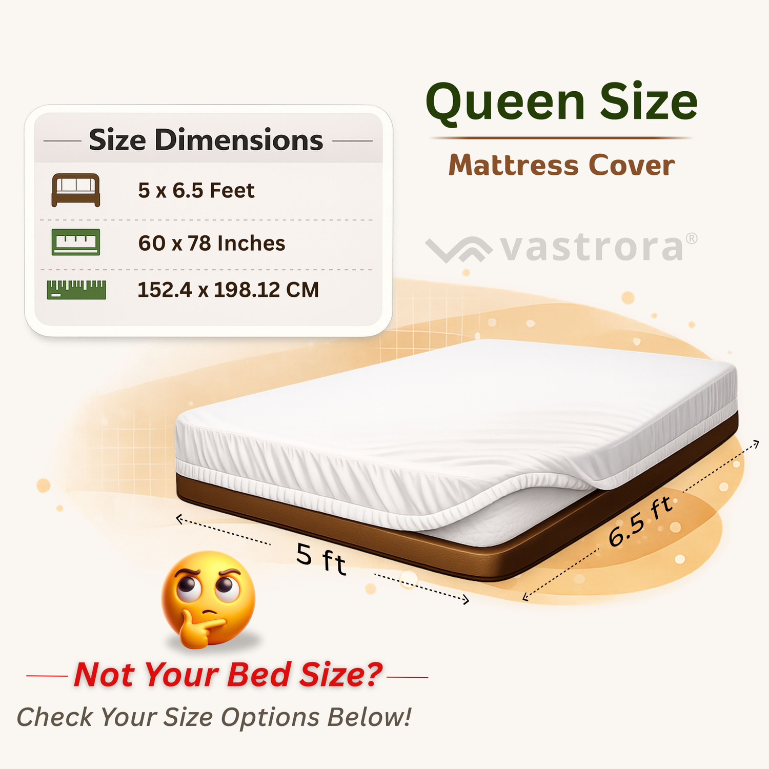 Image of Vastrora Queen Size Fitted Terry Cotton Waterproof, Breathable, Stretchable Mattress Cover