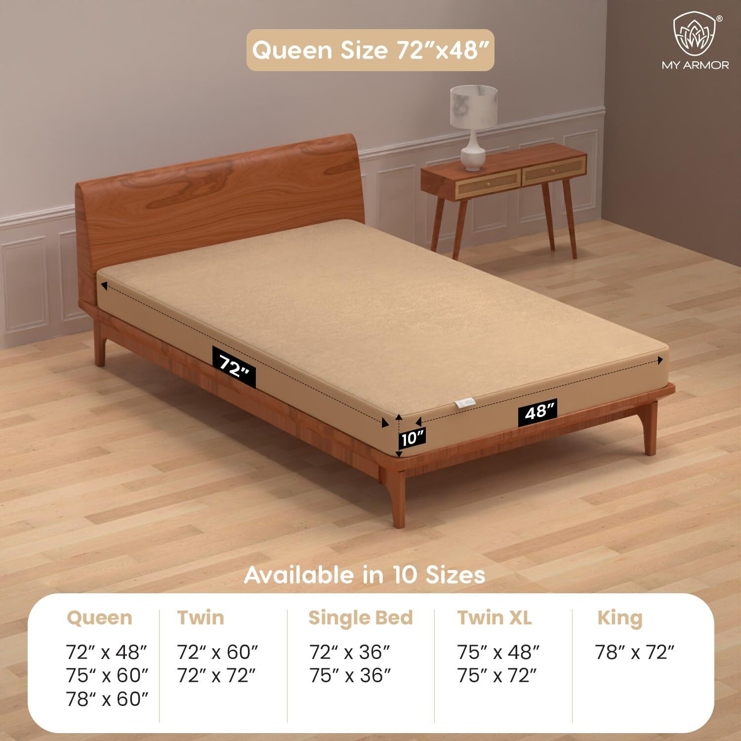 Image of MY ARMOR Queen Size Fitted Terry Cotton Breathable, Stretchable, Waterproof Mattress Cover