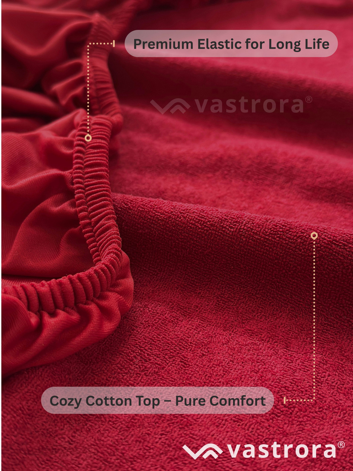 Image of Vastrora Double Size Fitted Terry Cotton Waterproof, Breathable, Stretchable Mattress Cover