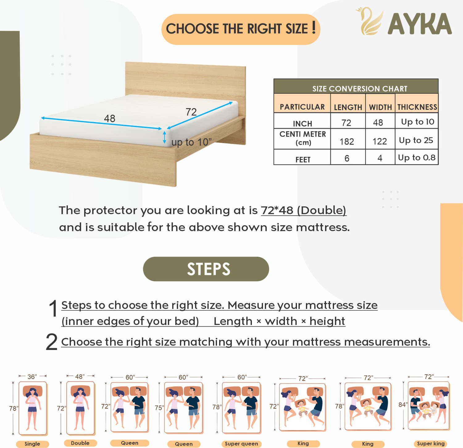 Image of AYKA Single Size Fitted Terry Cotton Waterproof, Breathable, Stretchable Mattress Cover
