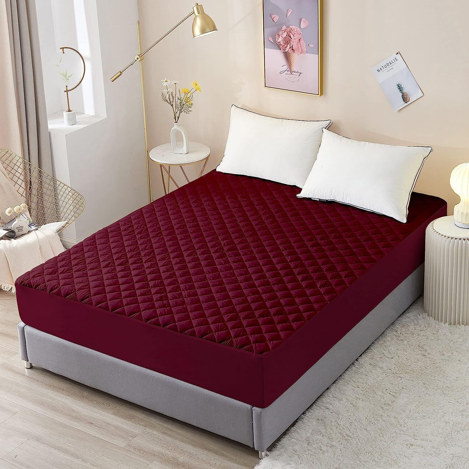 Image of CRAZY WORLD Queen Size Fitted Nylon, Polyster Breathable, Stretchable, Waterproof Mattress Cover