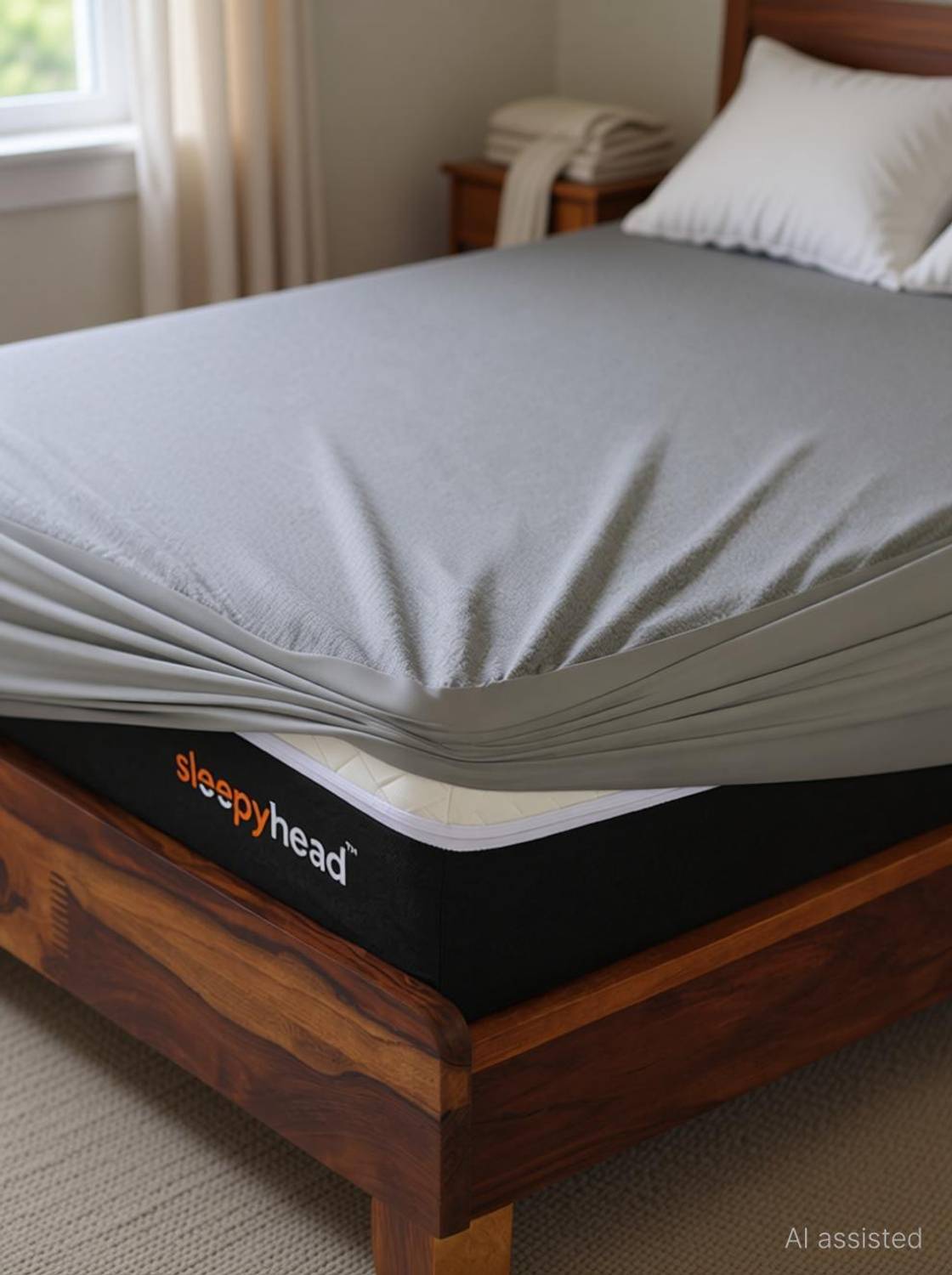 Sleepyhead Single Size Fitted Blend Breathable, Stretchable, Waterproof Mattress Cover