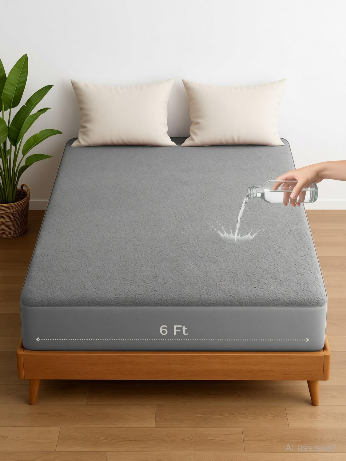 Image of Vastrora Double Size Fitted Terry Cotton Breathable, Stretchable, Waterproof Mattress Cover