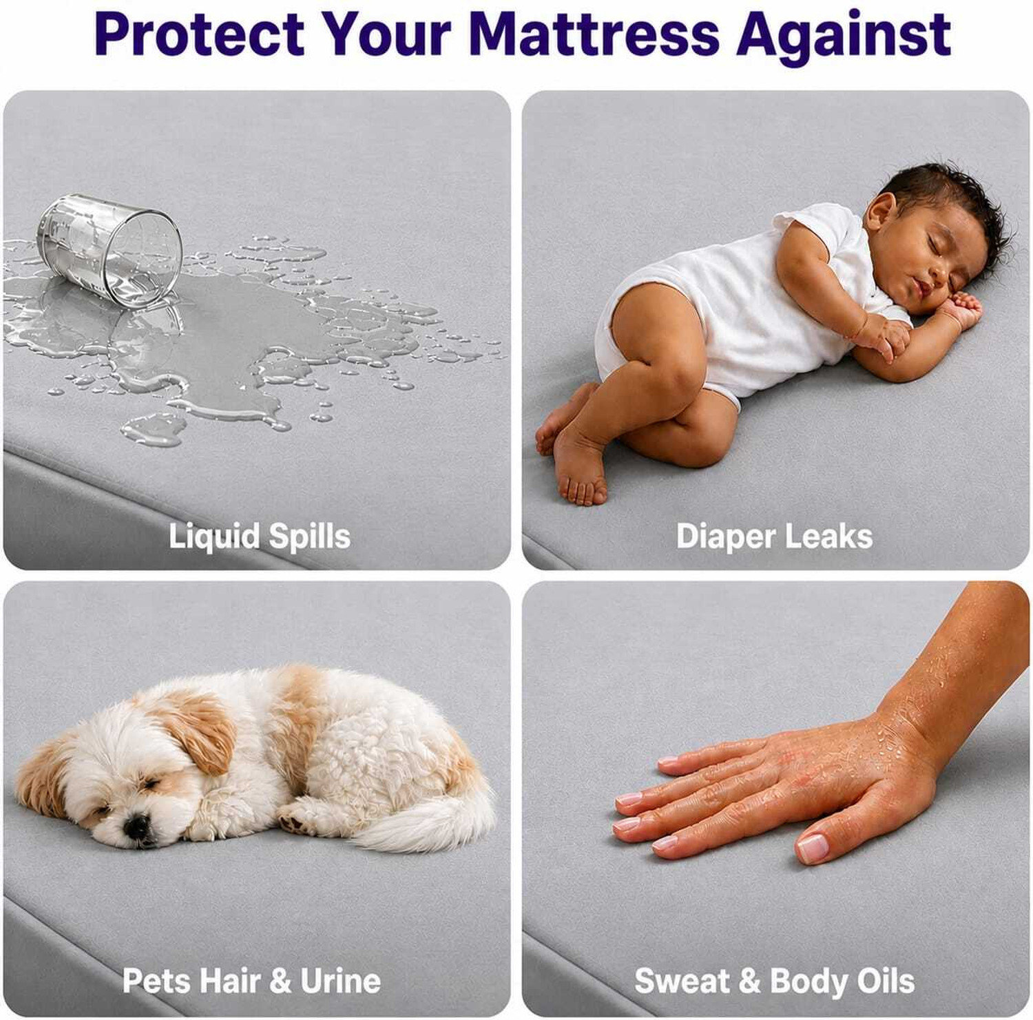 Image of PROTEXIA Double, King, Queen Size Fitted Cotton Breathable, Stretchable, Waterproof Mattress Cover