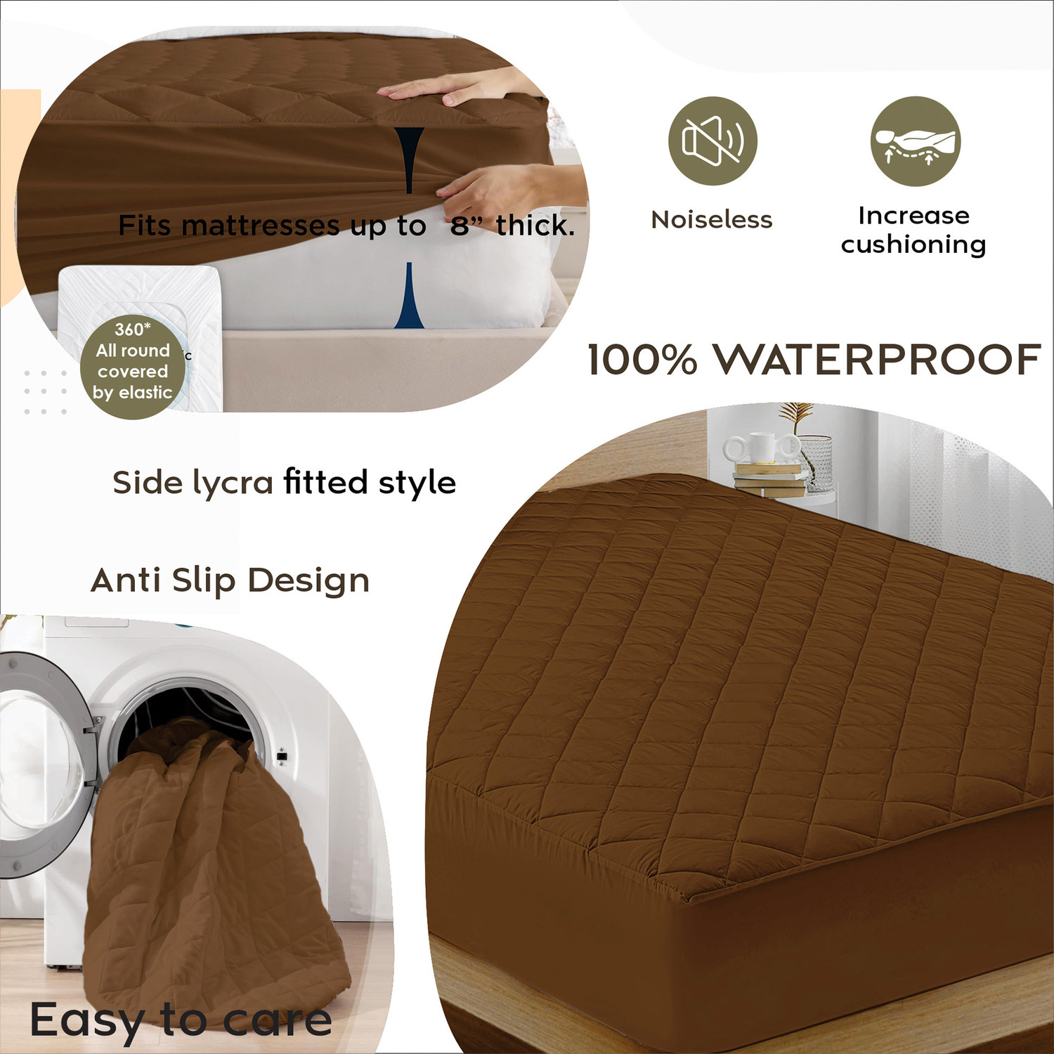 Image of AYKA Single Size Fitted Cotton Waterproof, Breathable, Stretchable Mattress Cover